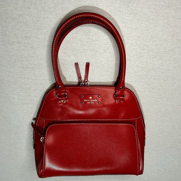 Kate Spade Wellesley Maeda Satchel Handbag In Red Leather Classic Shoulder Bag - Picture 1 of 6